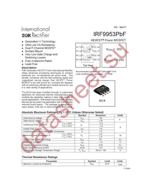 IRF9953PBF datasheet  